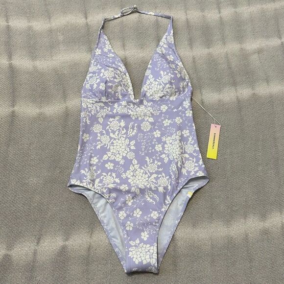 Summersalt Vintage Floral Halter Plunge One Piece Swim Bathing Suit 6 NWT - Picture 1 of 6